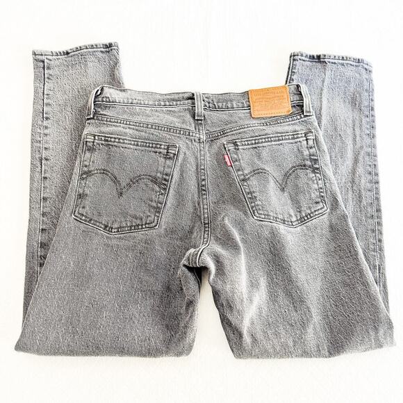 Levi's Wedgie Gray Wash Button Fly Charcoal Denim Straight Leg Jeans Size 26 - Picture 5 of 9